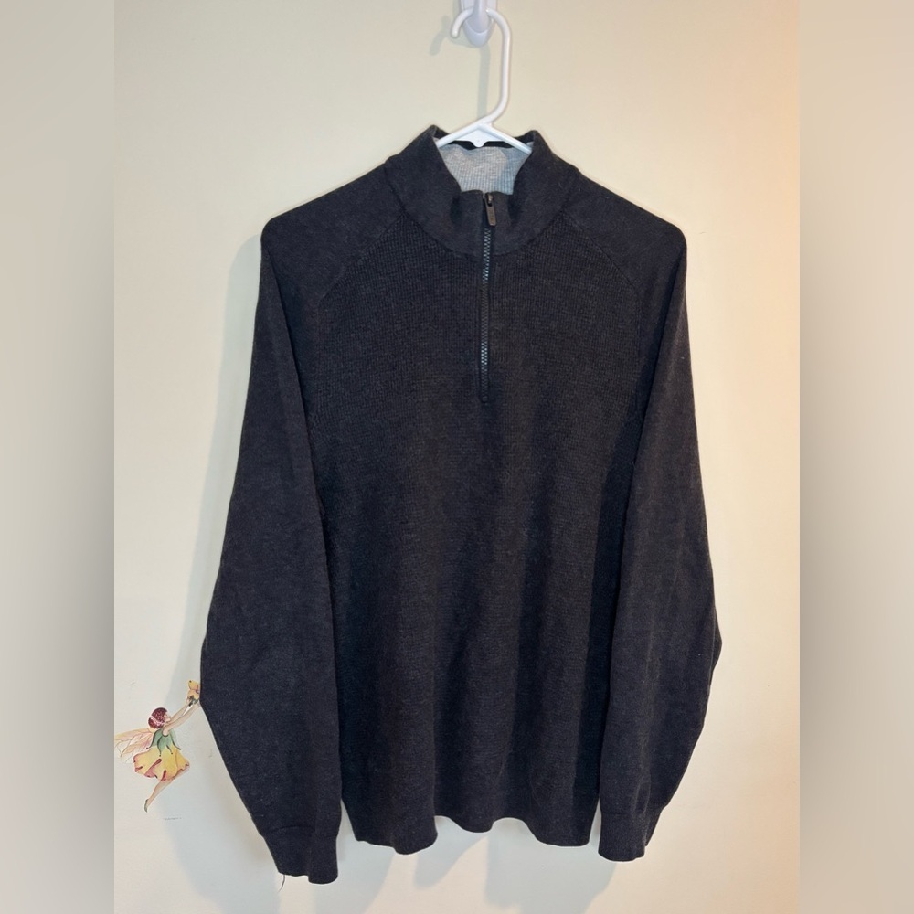 FLX Men's Sweater Black Quarter Zip-Up Turtleneck Pullover Dark Grey Size M - Picture 8 of 11